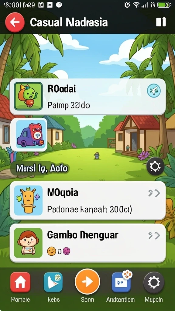 Menu permainan yang mudah dinavigasi.
